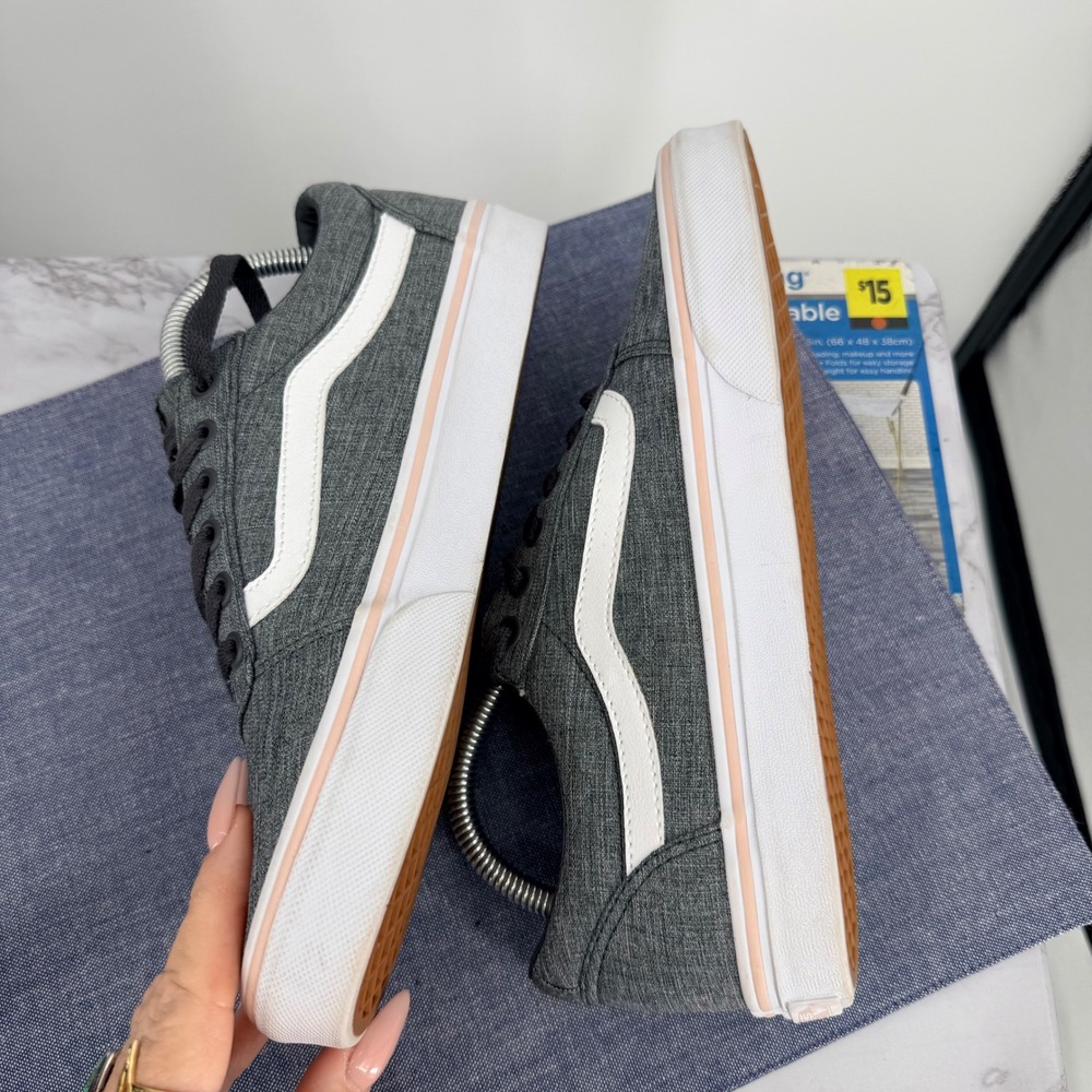 Vans Old Skool Ward Low Top Women 9.5‎ Sneakers Gray Pink White Stripe Skate - Picture 7 of 10